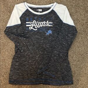 Detroit Lions Women's Long Sleeve Tee - Blue and White